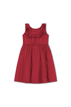 Organic Cotton Pleated Collar Party Dress, Red, Toddler & Kids