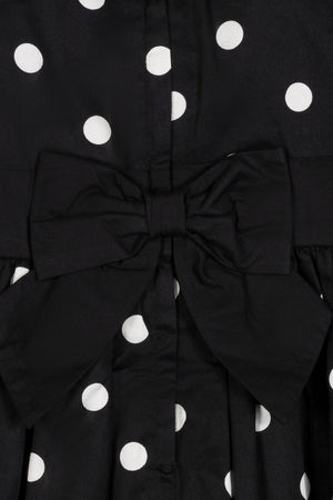 Organic Cotton Puff Sleeve Party Dress, Black Polka Dot, Toddler & Kids
