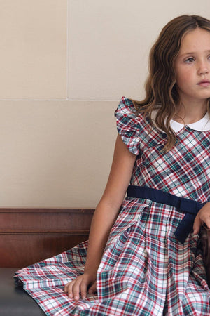 Organic Cotton Peter Pan Collar Party Dress, Holiday Tartan, Toddler & Kids, Family Matching