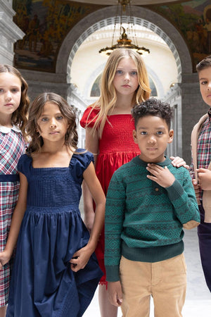 Organic Cotton Peter Pan Collar Party Dress, Holiday Tartan, Toddler & Kids, Family Matching