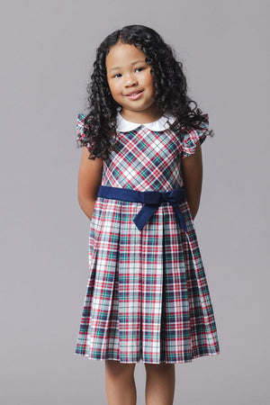 Organic Cotton Peter Pan Collar Party Dress, Holiday Tartan, Toddler & Kids, Family Matching