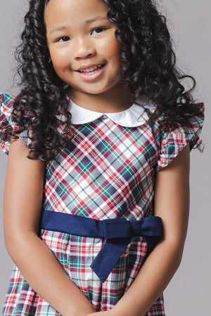 Organic Cotton Peter Pan Collar Party Dress, Holiday Tartan, Toddler & Kids, Family Matching