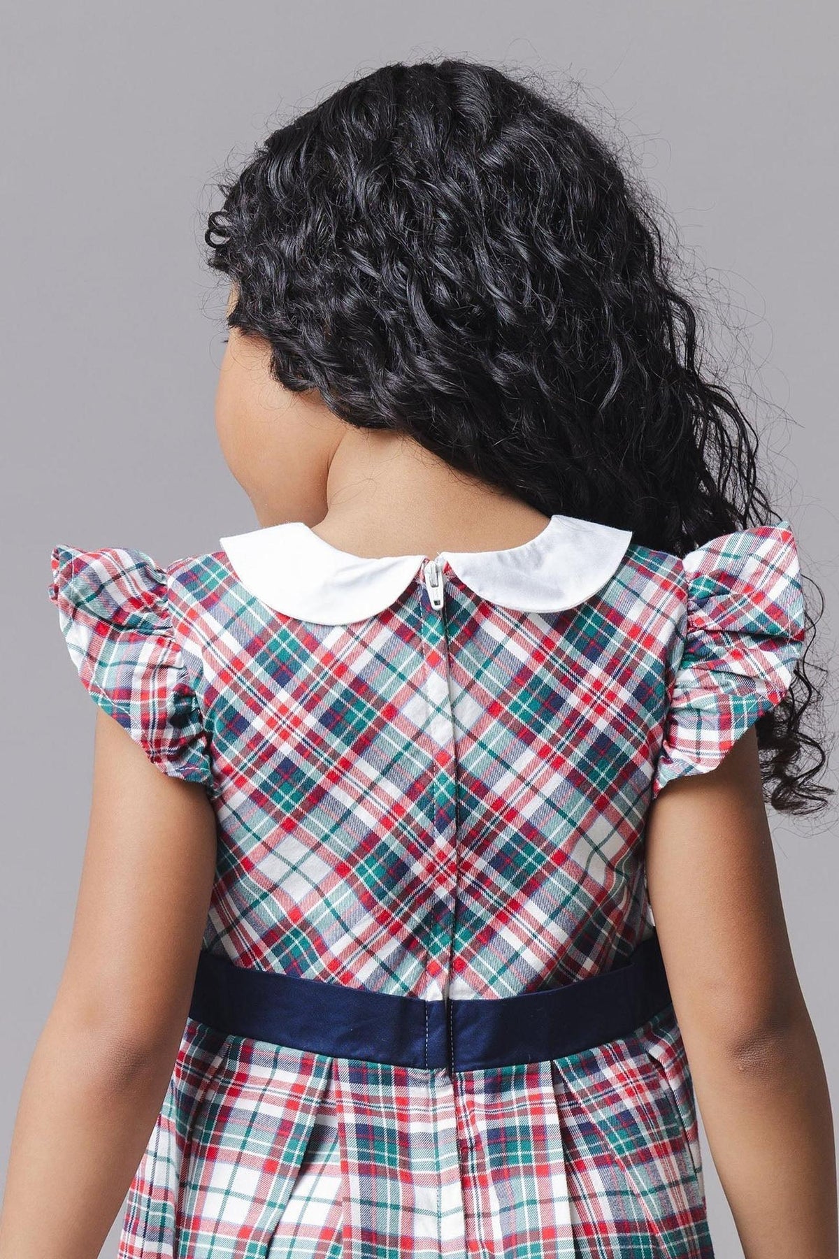 Organic Cotton Peter Pan Collar Party Dress, Holiday Tartan, Toddler & Kids, Family Matching