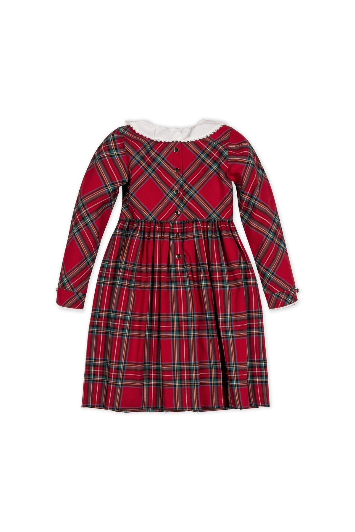 Organic Cotton Ruffle Collar Party Dress, Red Holiday Tartan, Toddler & Kids, Family Matching