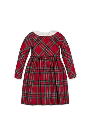 Organic Cotton Ruffle Collar Party Dress, Red Holiday Tartan, Toddler & Kids, Family Matching