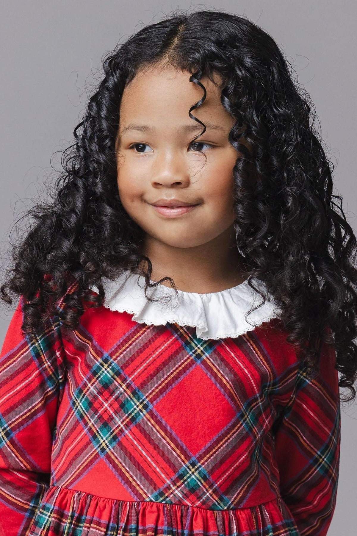 Organic Cotton Ruffle Collar Party Dress, Red Holiday Tartan, Toddler & Kids, Family Matching