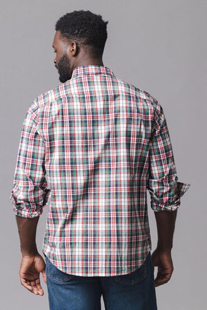 Organic Cotton Stretch Poplin Shirt, Holiday Tartan, Men, Family Matching