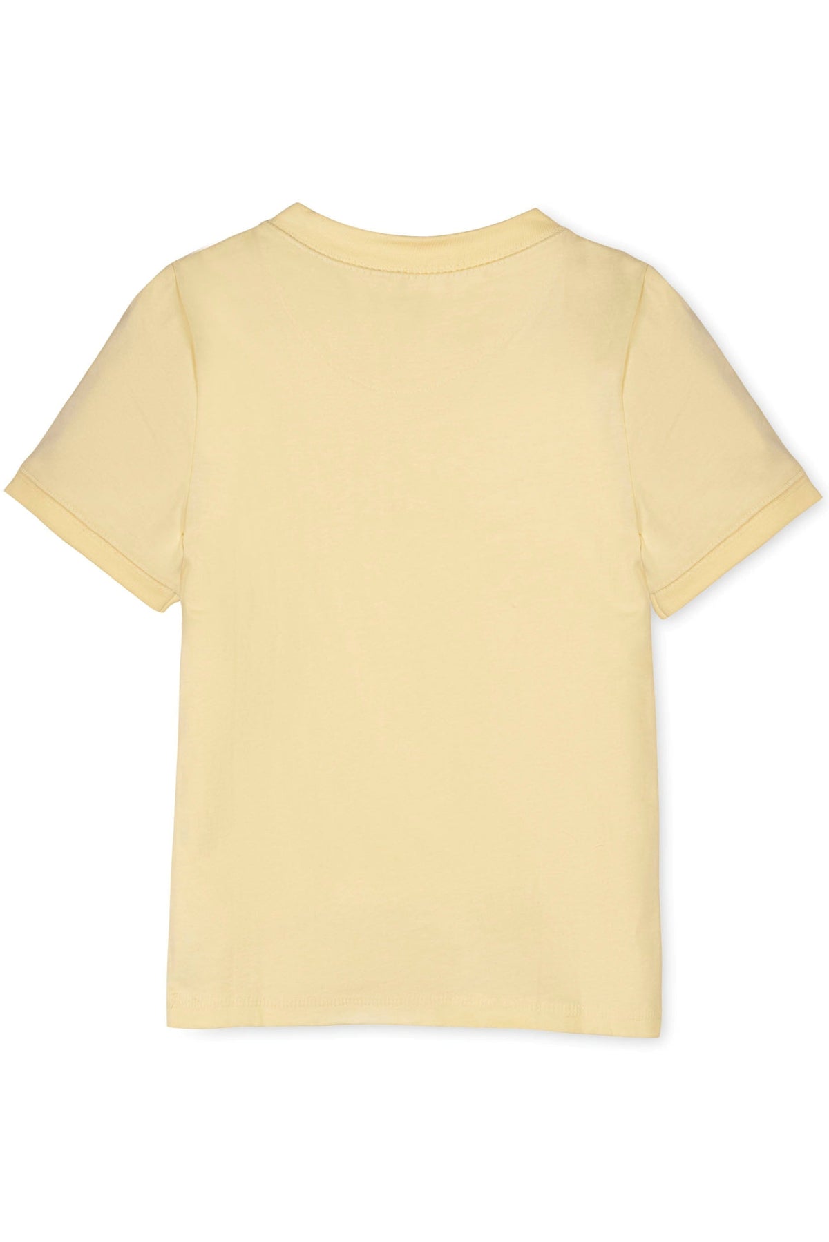 Pale yellow organic cotton short sleeve henley t-shirt for boys, featuring a classic design and soft, breathable fabric.
