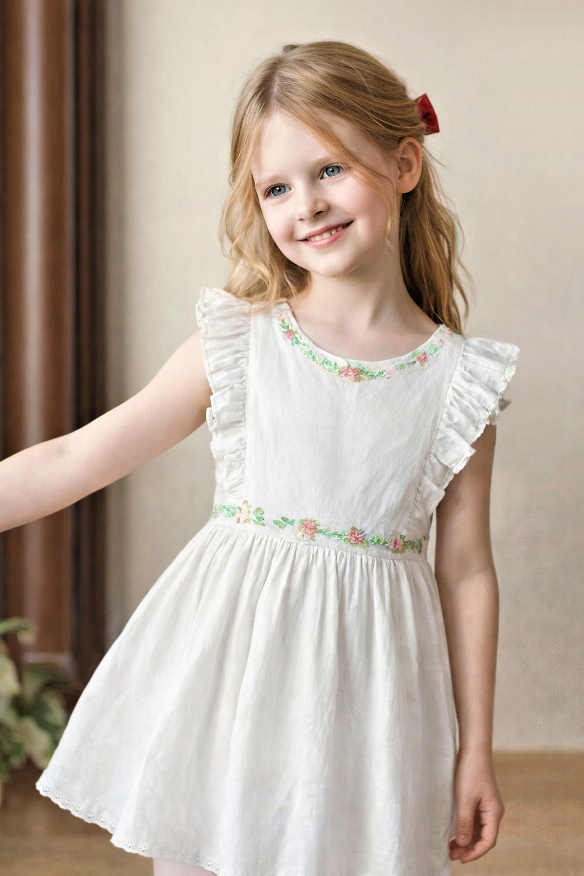 linen jumper dress Hope and Henry - Linen Ruffle Jumper