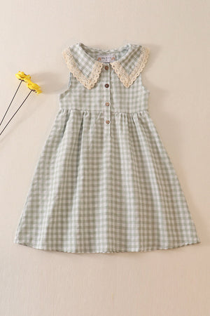 Evie's Sage Plaid Linen Summer Casual Dress