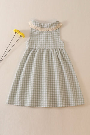 Evie's Sage Plaid Linen Summer Casual Dress