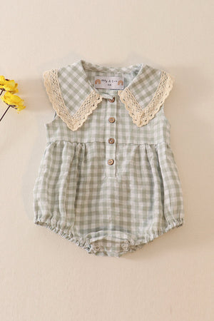 Evie's Sage Plaid Linen Bubble