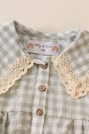 Evie's Sage Plaid Linen Bubble