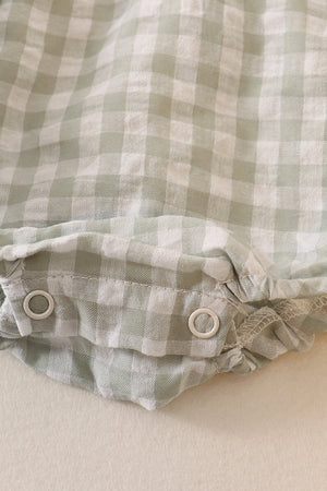 Evie's Sage Plaid Linen Bubble