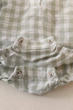 Evie's Sage Plaid Linen Bubble