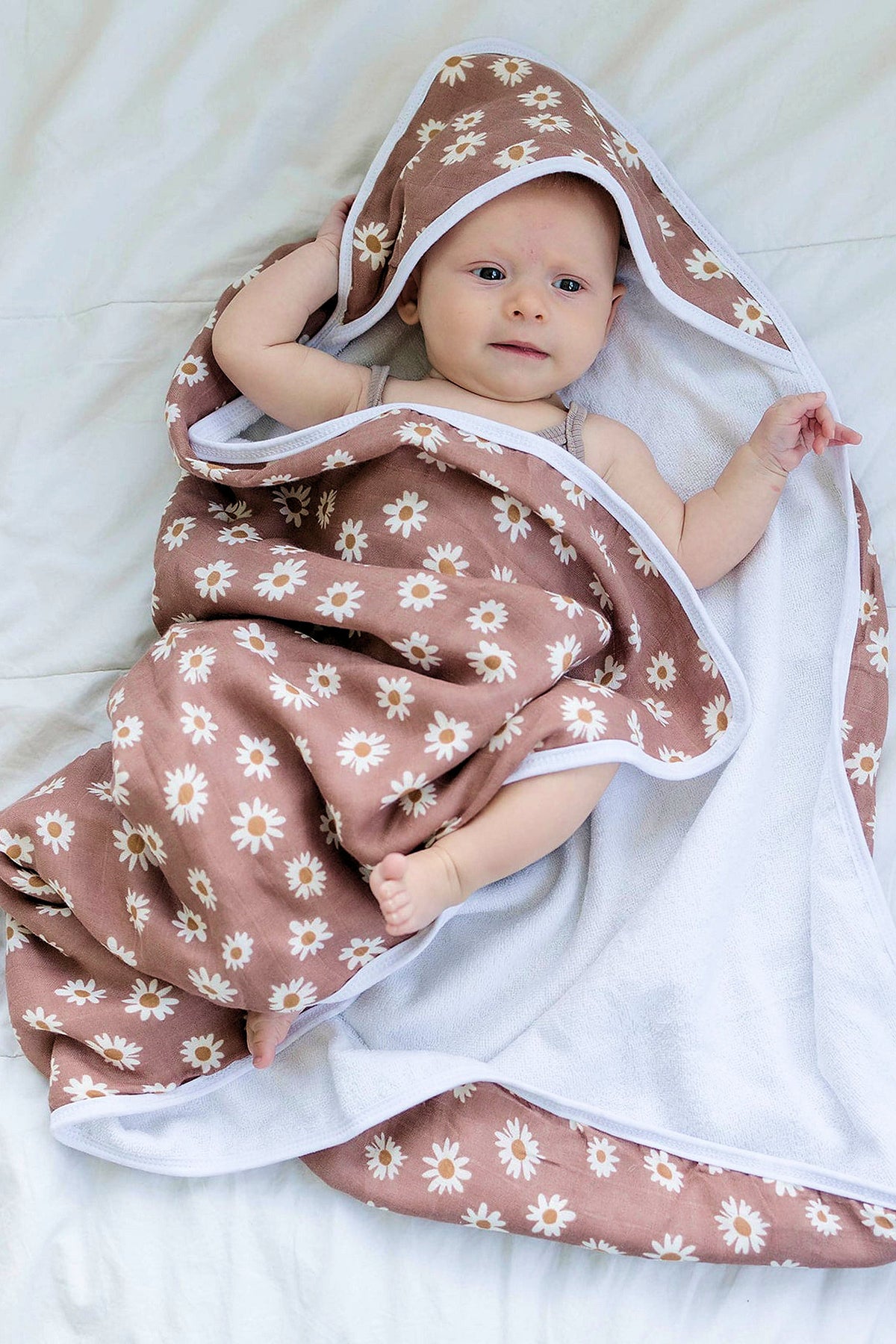 Mebie Baby  Daisy Dream Muslin Hooded Towel | 100% Cotton | Baby Essentials
