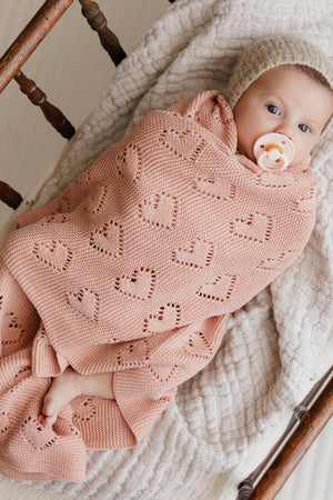 Knit Heart Luxury Swaddle Blanket | 100% OEKO Tex Pima Cotton