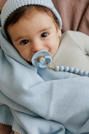 Luxe Collection Knit Baby Blanket + Hat Set with Gift Box | 100% Organic Cotton