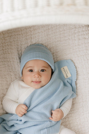 Luxe Collection Knit Baby Blanket + Hat Set with Gift Box | 100% Organic Cotton
