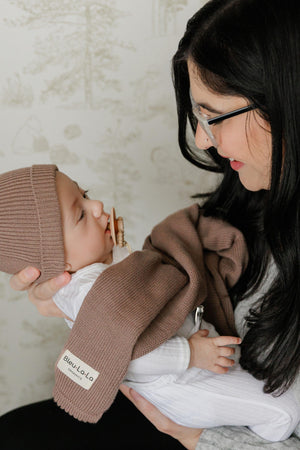 Luxe Collection Knit Baby Blanket + Hat Set with Gift Box | 100% Organic Cotton