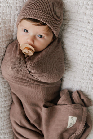 Luxe Collection Knit Baby Blanket + Hat Set with Gift Box | 100% Organic Cotton