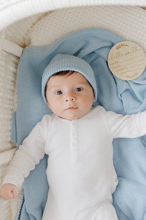 Luxe Collection Knit Baby Blanket + Hat Set with Gift Box | 100% Organic Cotton
