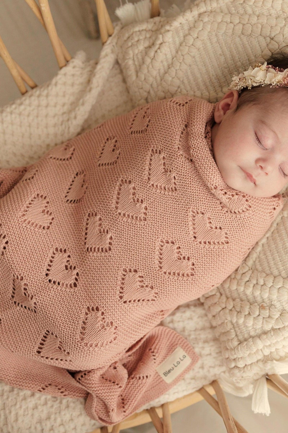 Knit Heart Luxury Swaddle Blanket | 100% OEKO Tex Pima Cotton