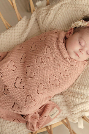 Knit Heart Luxury Swaddle Blanket | 100% OEKO Tex Pima Cotton