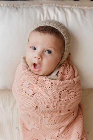 Knit Heart Luxury Swaddle Blanket | 100% OEKO Tex Pima Cotton