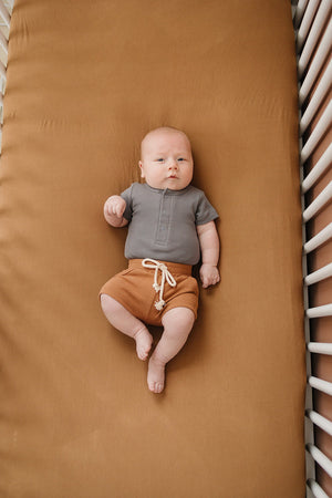 Mustard Stretch Crib Sheet | Bamboo | Baby Essentials