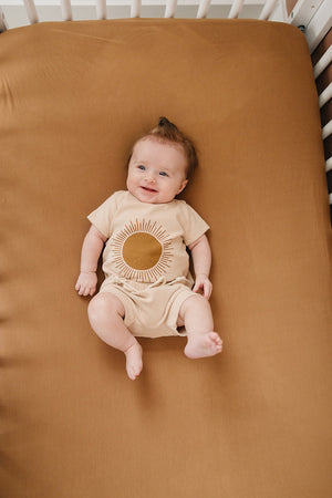Mustard Stretch Crib Sheet | Bamboo | Baby Essentials