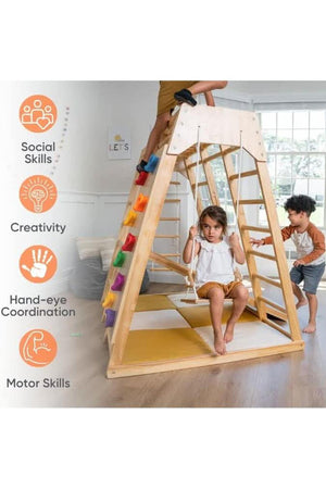 Magnolia - Wooden 7-in-1 Climber, Slide, Gym, Playset | Indoor |  New Zealand FSC-certified pinewood