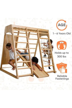 Magnolia - Wooden 7-in-1 Climber, Slide, Gym, Playset | Indoor |  New Zealand FSC-certified pinewood