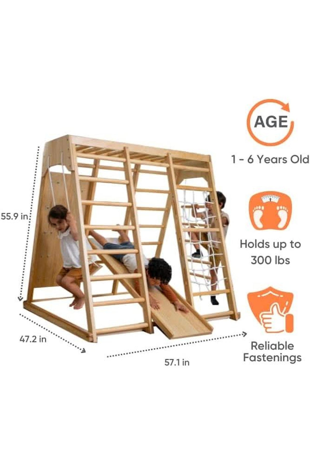 Magnolia - Wooden 7-in-1 Climber, Slide, Gym, Playset | Indoor |  New Zealand FSC-certified pinewood