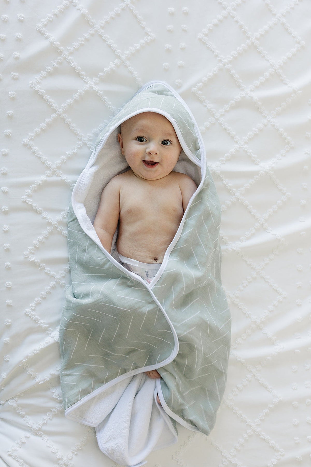 Mebie Baby  Desert Sage Muslin Hooded Towel | 100% Cotton | Baby Essentials