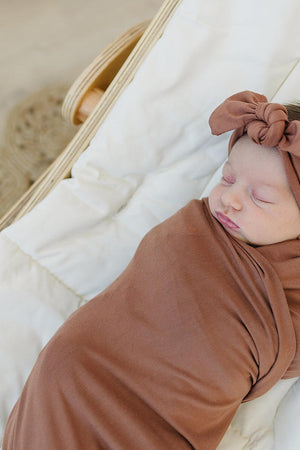 Rust Stretch Swaddle Blanket | Bamboo | Baby Essentials