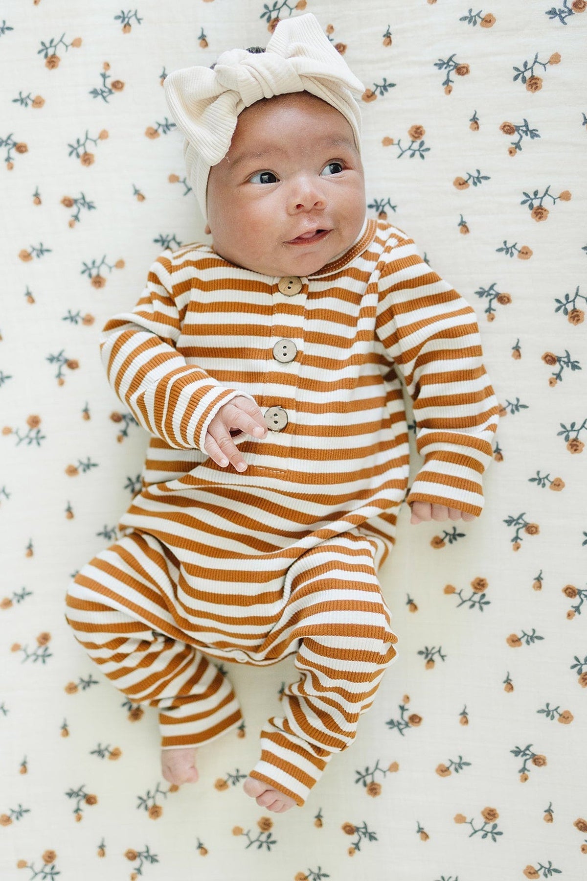 Mebie Baby  Cream Floral Muslin Crib Sheet | 100% Cotton | Baby Essentials