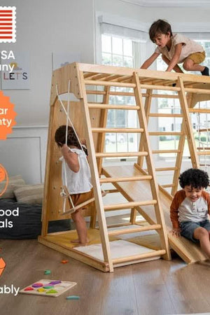 Magnolia - Wooden 7-in-1 Climber, Slide, Gym, Playset | Indoor |  New Zealand FSC-certified pinewood