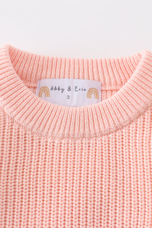 Abby's Peach Hand-Embroidered Love Sweater | 100% Cotton