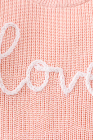 Abby's Peach Hand-Embroidered Love Sweater | 100% Cotton