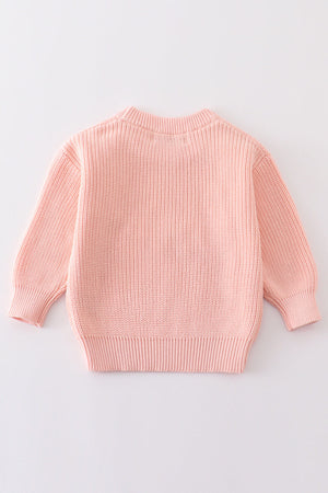 Abby's Peach Hand-Embroidered Love Sweater | 100% Cotton