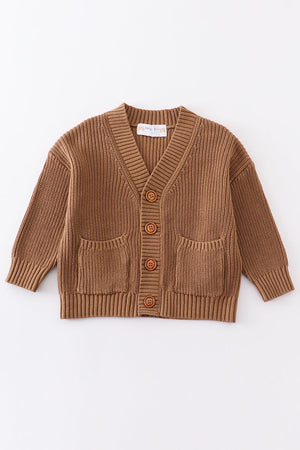 Abby's mocha pocket cardigan sweater - 100% Cotton