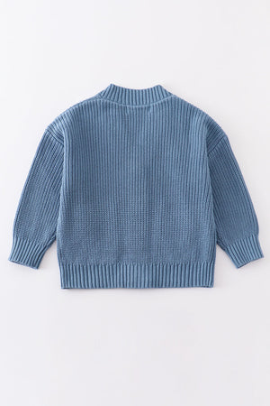 Abby's blue gray pocket cardigan sweater - 100% Cotton