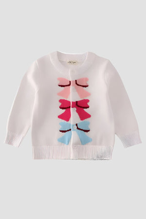 Baby & Toddler Girl White Bow Tie Cardigan Sweater | 100% Cotton