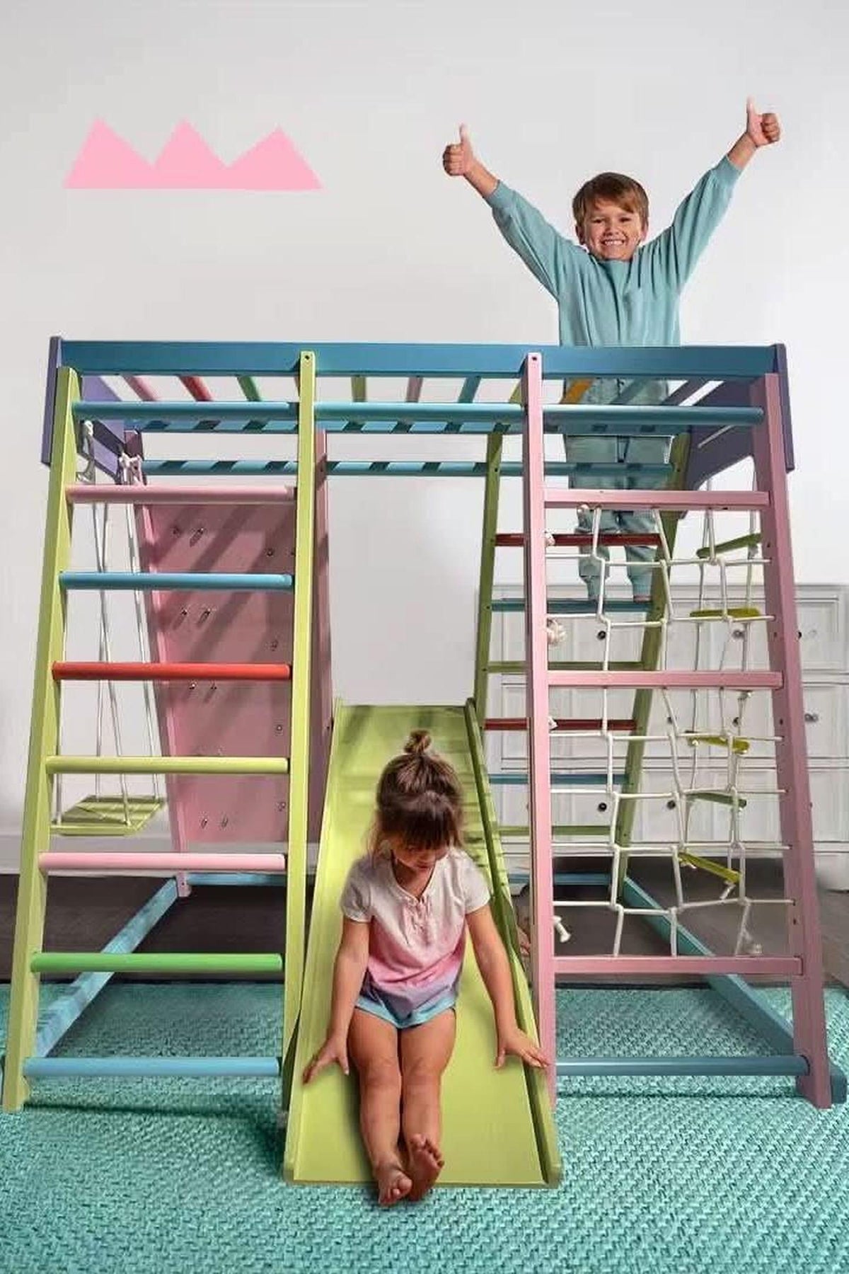 Magnolia - Wooden 7-in-1 Climber, Slide, Gym, Playset | Indoor |  New Zealand FSC-certified pinewood