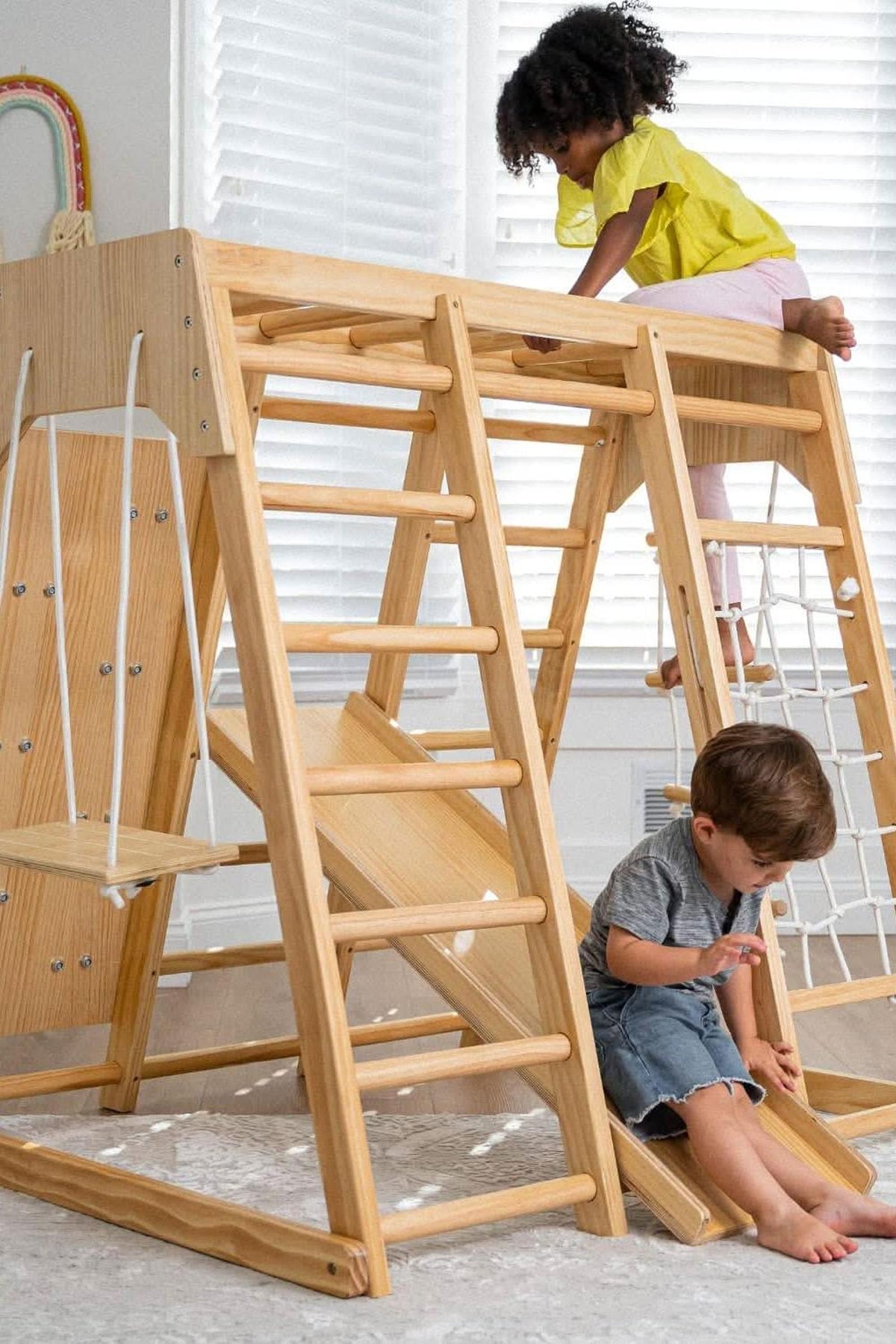 Magnolia - Wooden 7-in-1 Climber, Slide, Gym, Playset | Indoor |  New Zealand FSC-certified pinewood