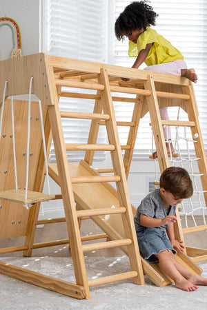 Magnolia - Wooden 7-in-1 Climber, Slide, Gym, Playset | Indoor |  New Zealand FSC-certified pinewood