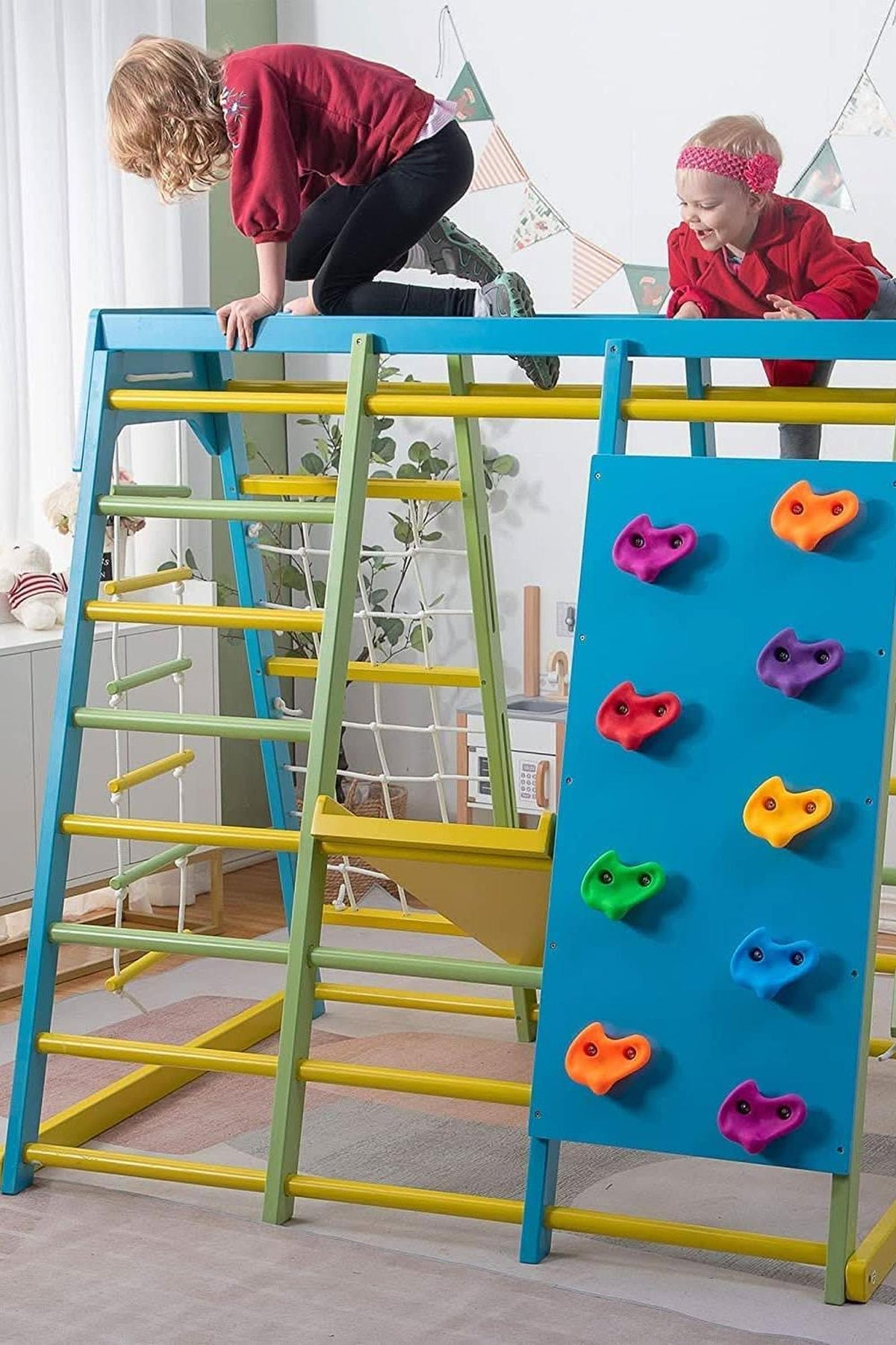 Magnolia - Wooden 7-in-1 Climber, Slide, Gym, Playset | Indoor |  New Zealand FSC-certified pinewood