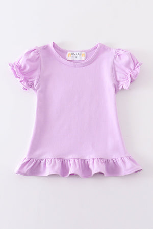 Girl's Purple Ruffle Sleeve Peplum Top