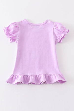 Girl's Purple Ruffle Sleeve Peplum Top